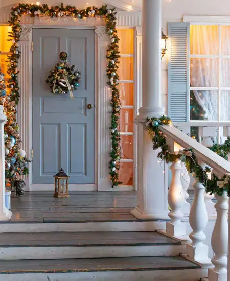 Decorating Porch Columns and Railings with Christmas Lights